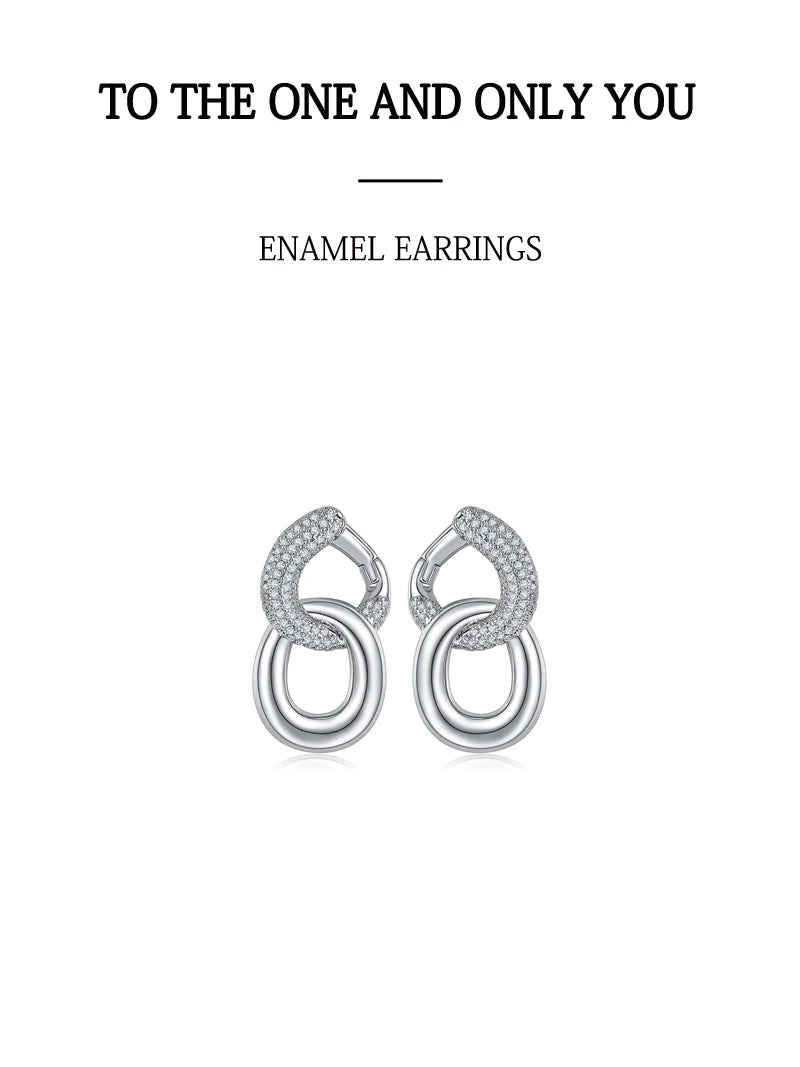 925 Sterling Silver Luxury Clear Cubic Zircon Chain Drop Earrings Women Girls Engagement Party Fashion Jewelry Gift