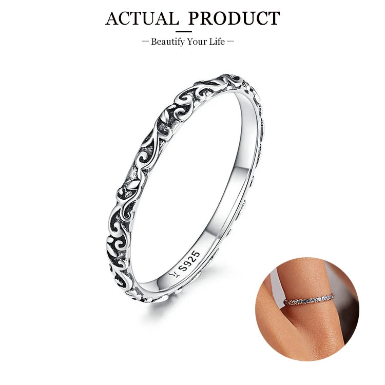 WOSTU European 925 Sterling Silver Simple Rings For Women Wedding Engagement Heart Rings With Zircon Original Female Jewelry