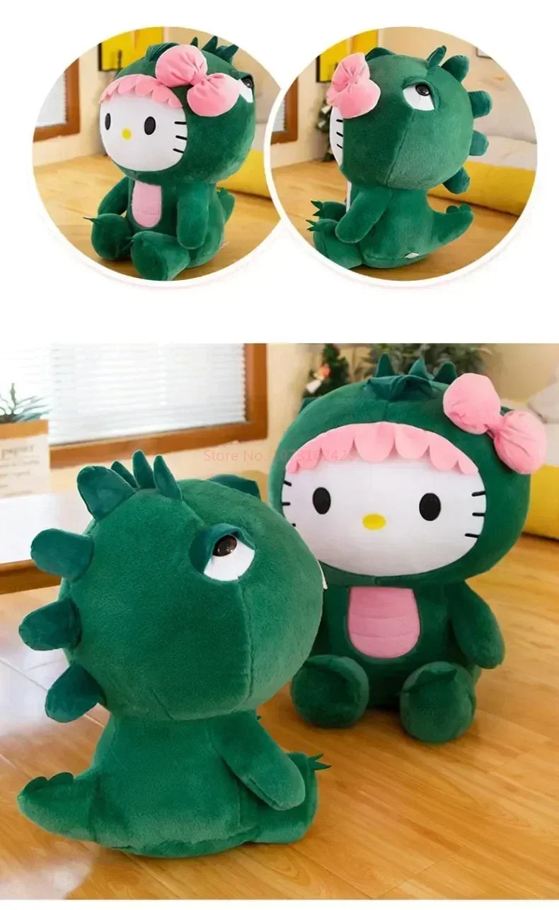 Sanrio Dinosaur Hello Kitty Plush Toy Kawaii Anime Kitty Plushie Pillow Cute 35/50/65cm/80cm Cartoon Stuffed Doll Christmas Gift
