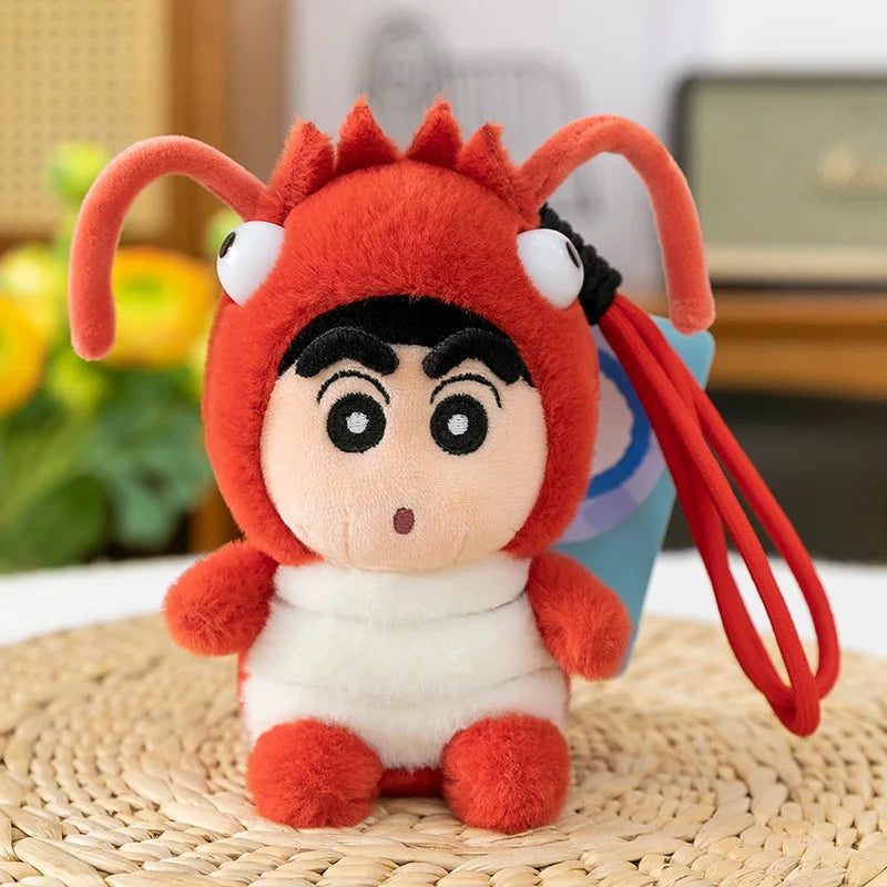 Penguin Crayon Shin-chan Plush Toy Keychain Girl Cute Bee Backpack Pendant Crayfish Doll Car Hanging Decoration Christmas Gift