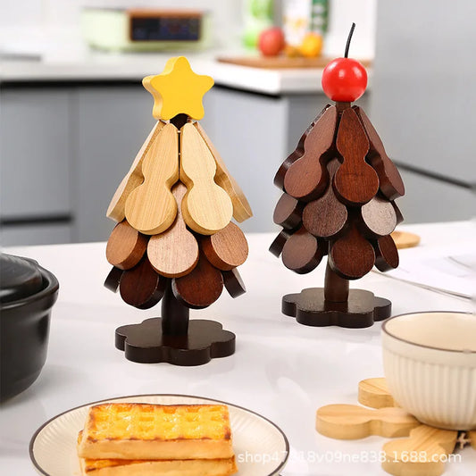 A tree heat insulation pad, solid wood coasters, home table decoration gourd high-temperature resistant placemats Christmas gift