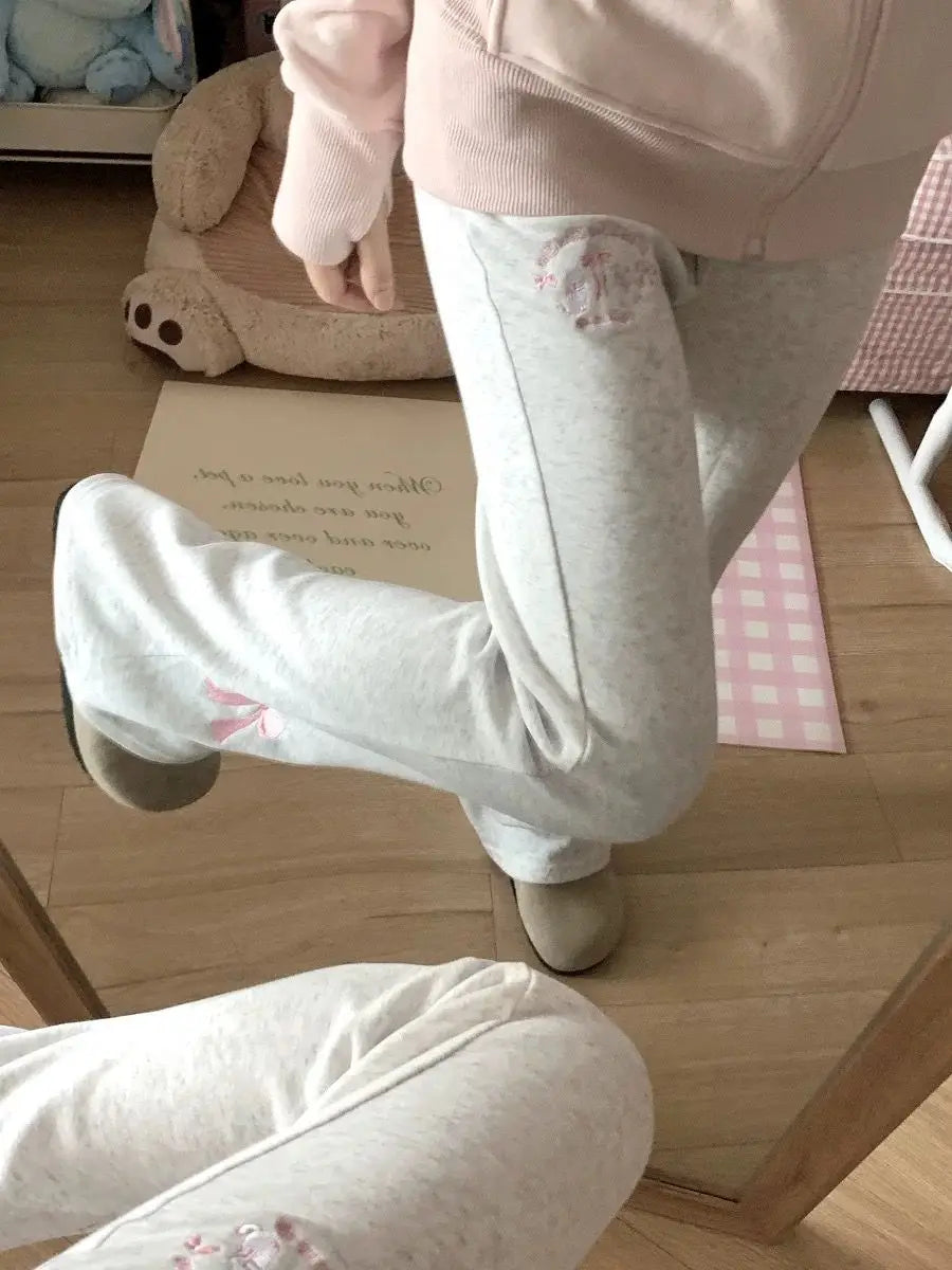 Sweet Girl Cute Straight Pants Spring New Casual All Match Sports Sweatpants Elastic Waist Cartoon Y2k Aesthetic Women Pants