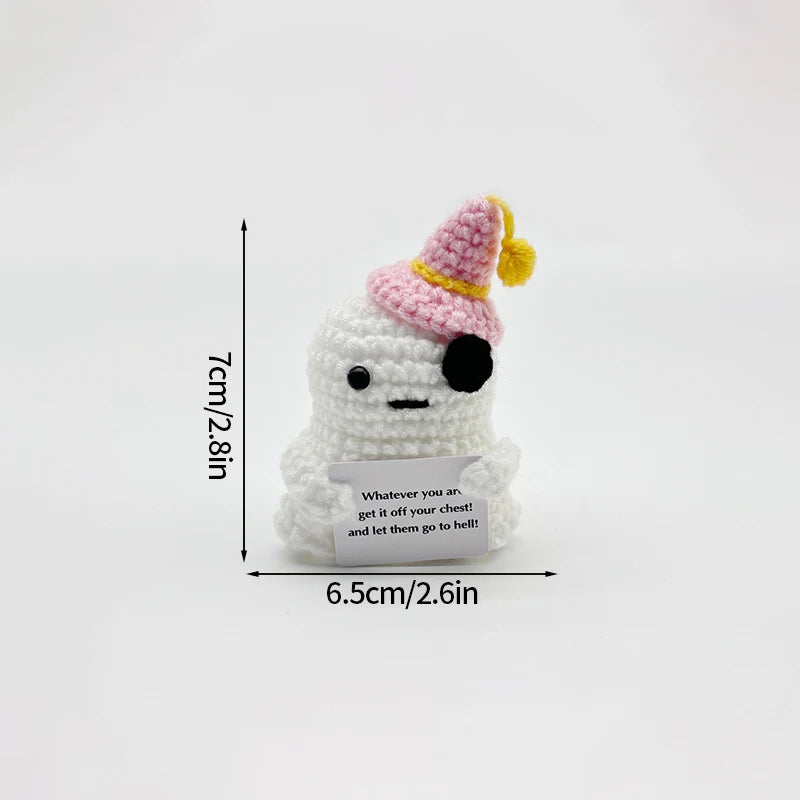 Kawaii Halloween Crochet Ghost Keychain Desktop Ornament Mini Handmade Knitted Keyring Accessories Bag Pendant Gifts Home Decor
