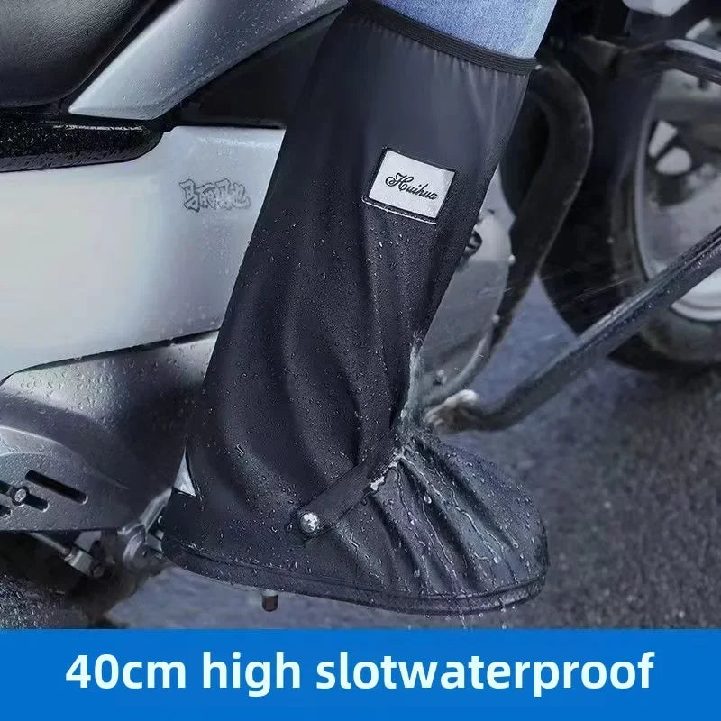 Rain Thickened Boot Shoe Cover Black Waterproof with Reflector High Top Non-slip Shoes Dust Covers Motorcycle Bike Rain Cover