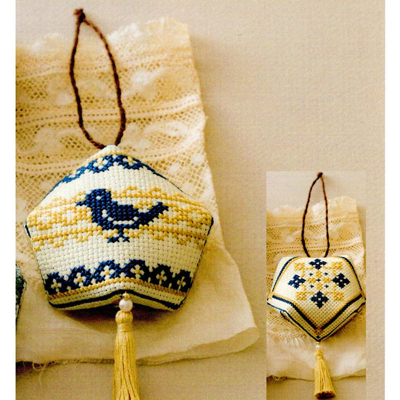 076 Cross Stitch Kits Pin Needle Cushion Biscornu Needlework DIY Kit Embroidery Set Counted Cross-Stitching Pincushion Packages