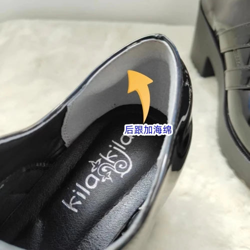 Japanese Mine Series Round Drill Buckle JK Patent Leather Shoes Student Mass-Produced Platform High Heels Uniform Women's Shoes