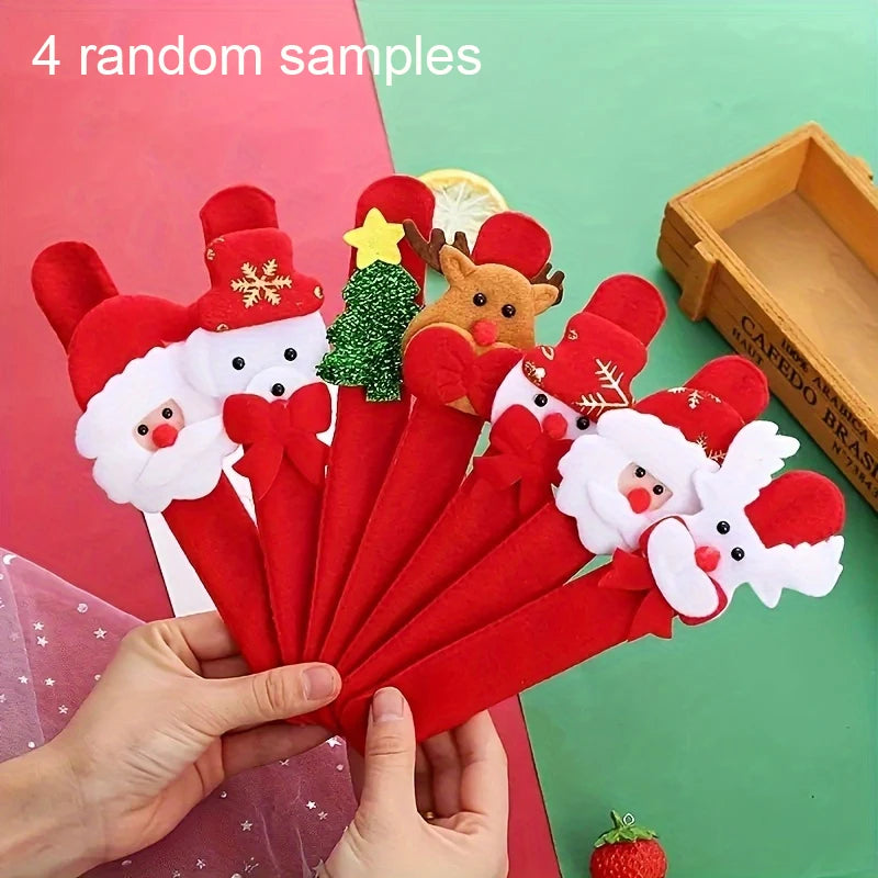Cartoon Christmas Slap Bracelet Toy Kids Favor Santa Claus Snowman Reindeer Children Kid Wristband Christmas Gift New Year Decor
