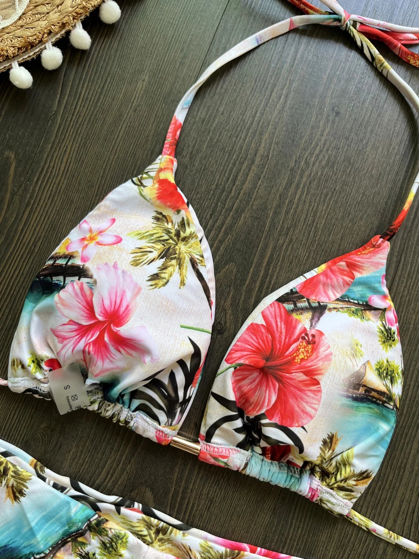RUOTONSEPT New Sexy Botany Print Bikinis Set Women's Swimsuit Two-piece Triangle Halter Swimwear Bathing Suit Brazilian Biquinis