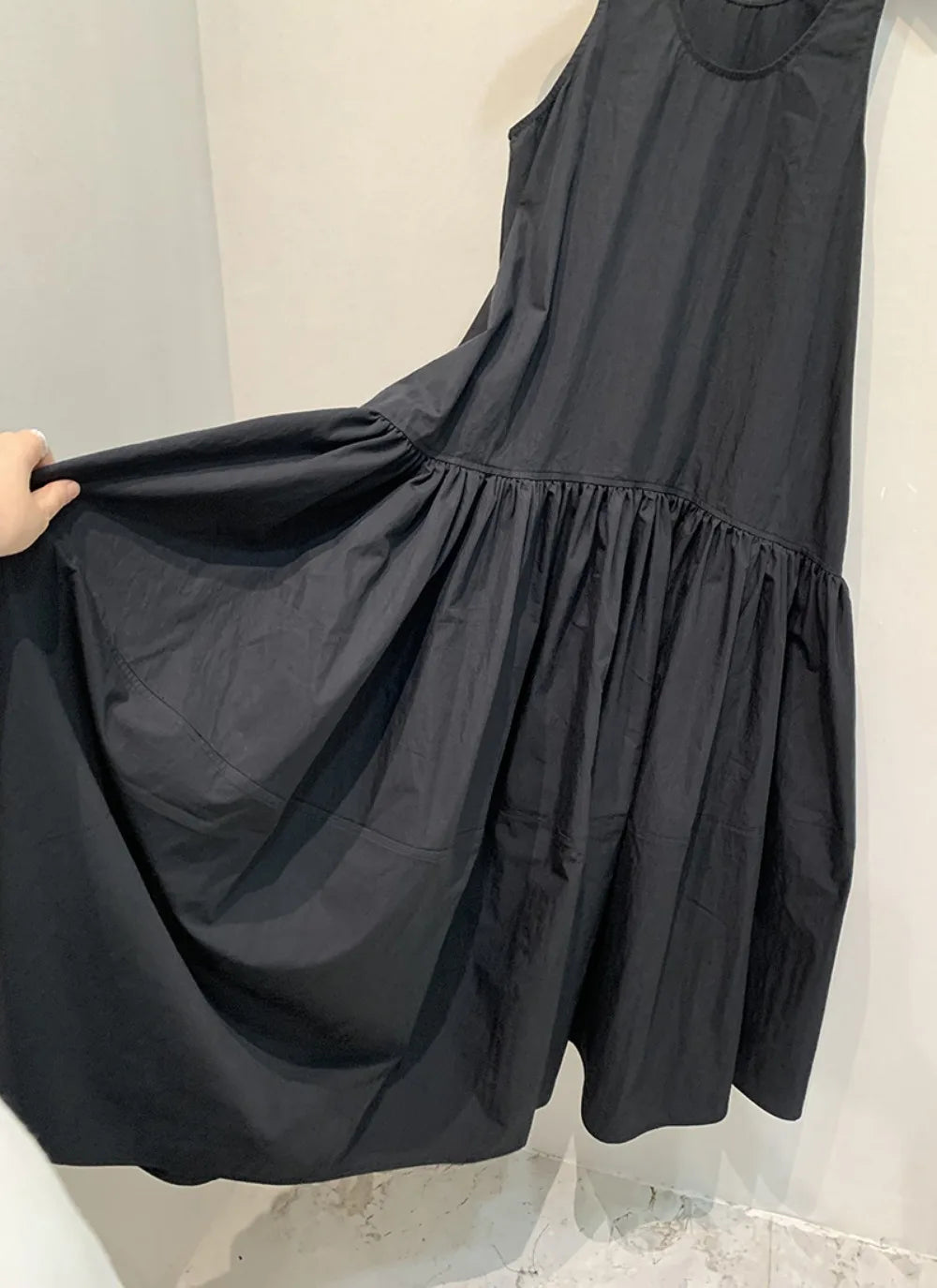 Kuzuwata New Sleeveless Collarless Slim Fit Dress Loose Big Swing Waist Casual Simple Robe Japan Fashion Lazy Ruched Vestidos