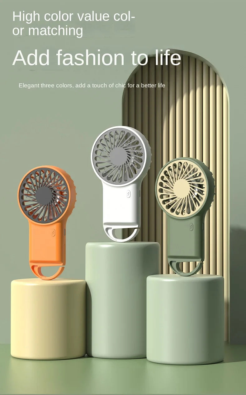 Cooling Electric Fan 3 Wind Speed Portable Pocket Fan For Travel Indoor Outdoor Usb Desktop Rechargeable Handheld Fan with Hook