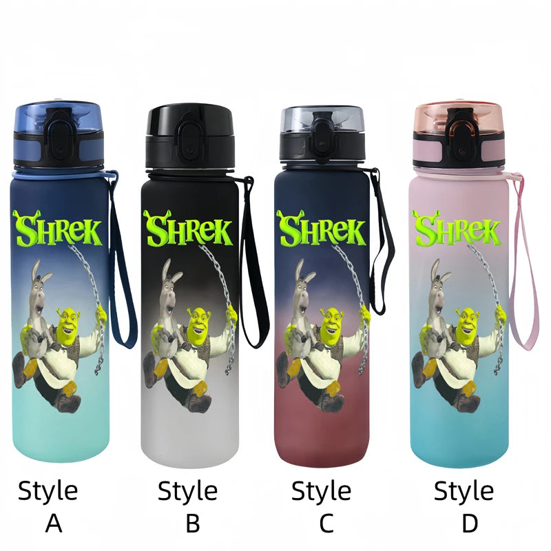 Shrek  650ml Cartoon Characters Portable Water Cup Large Capacity Outdoor Plastic Leak-proof Water Bottle Children's Gift
