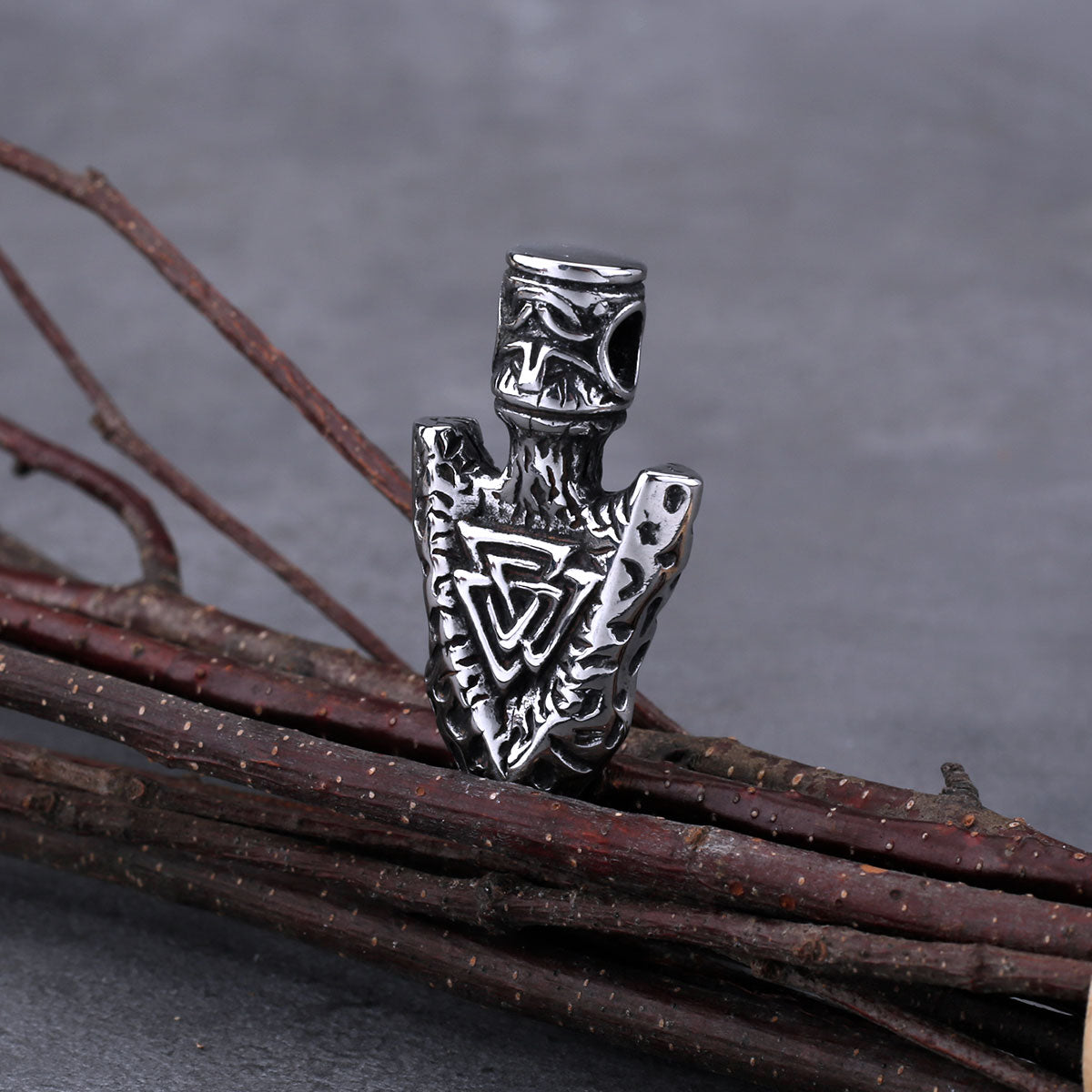 Stainless Steel Viking Spear Odin Triangle Rune Necklace Men's Nordic Hip Hop Biker Pendant Necklace Nordic Amulet Jewelry Gift