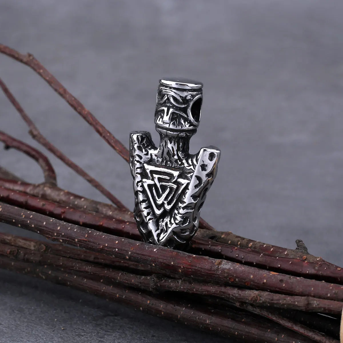 Stainless Steel Viking Spear Odin Triangle Rune Necklace Men's Nordic Hip Hop Biker Pendant Necklace Nordic Amulet Jewelry Gift