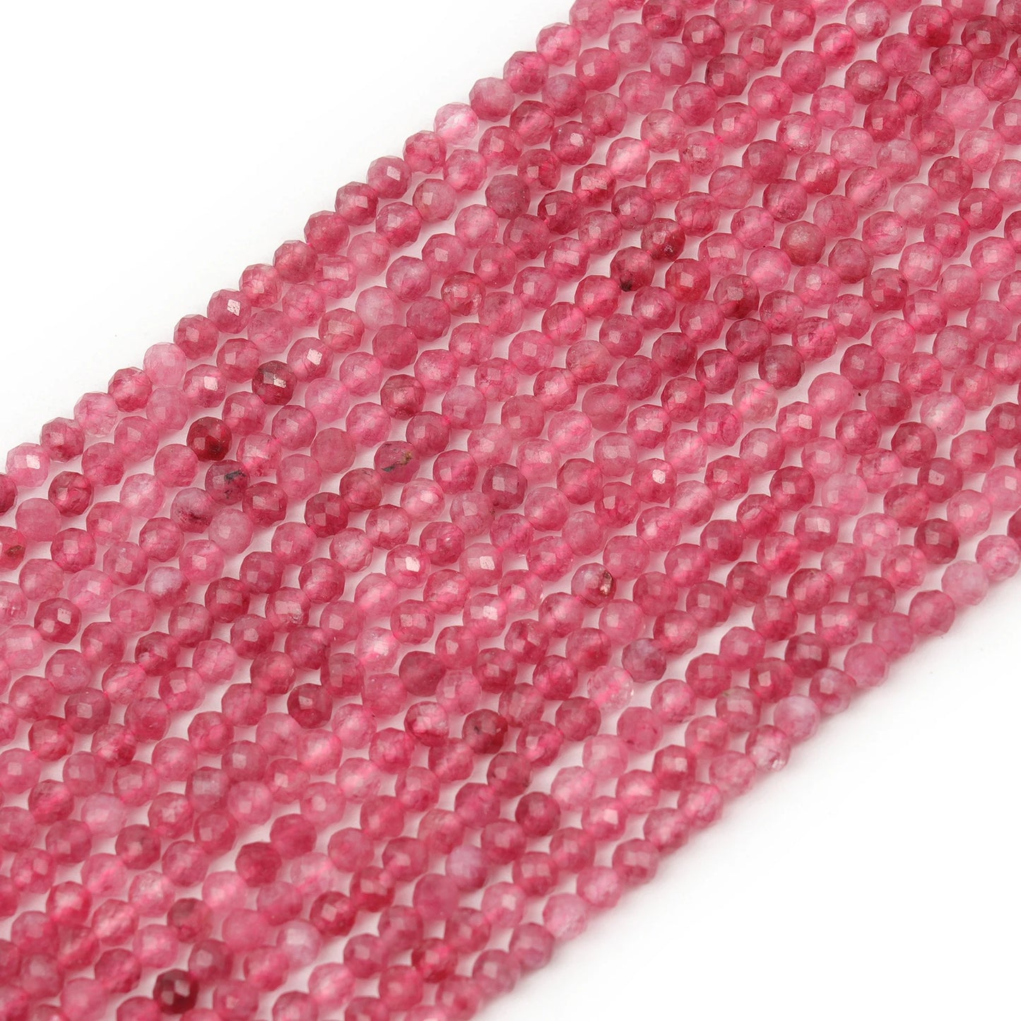 Natural Pink Tourmaline Stone 2/3/4mm Tiny Faceted Round Loose Stone Beads For DIY Jewelry Making Bracelets Necklace Accessories
