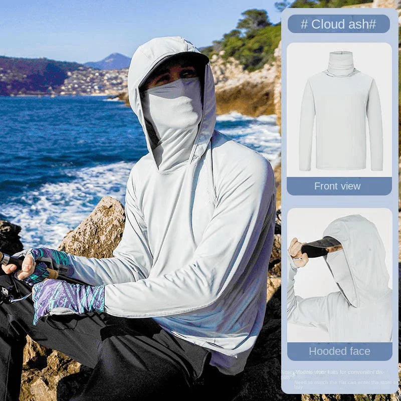 Camouflage Fishing Shirts Sun Protection Clothing Ultra-thin Ice Silk Summer Outdoor Lure UV Protection Breathable Men Shirt