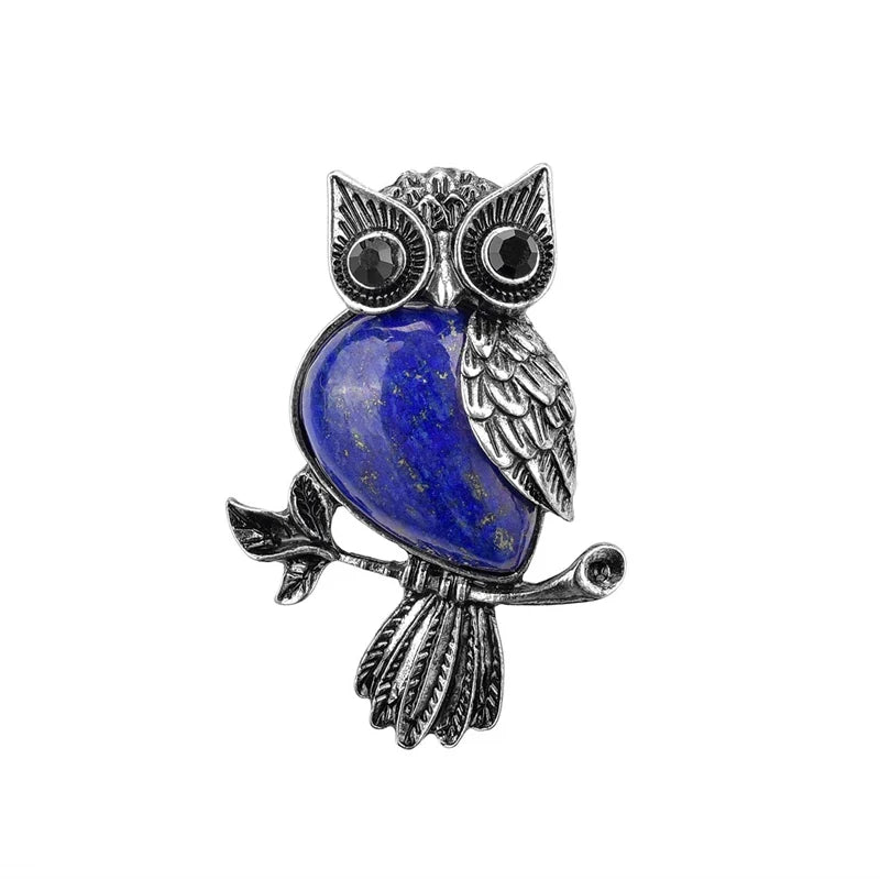 Owl Necklace Healing Crystal Stones Pendant Necklaces for Women Men Natural Amethyst Rose Quartz Gemstone Jewelry