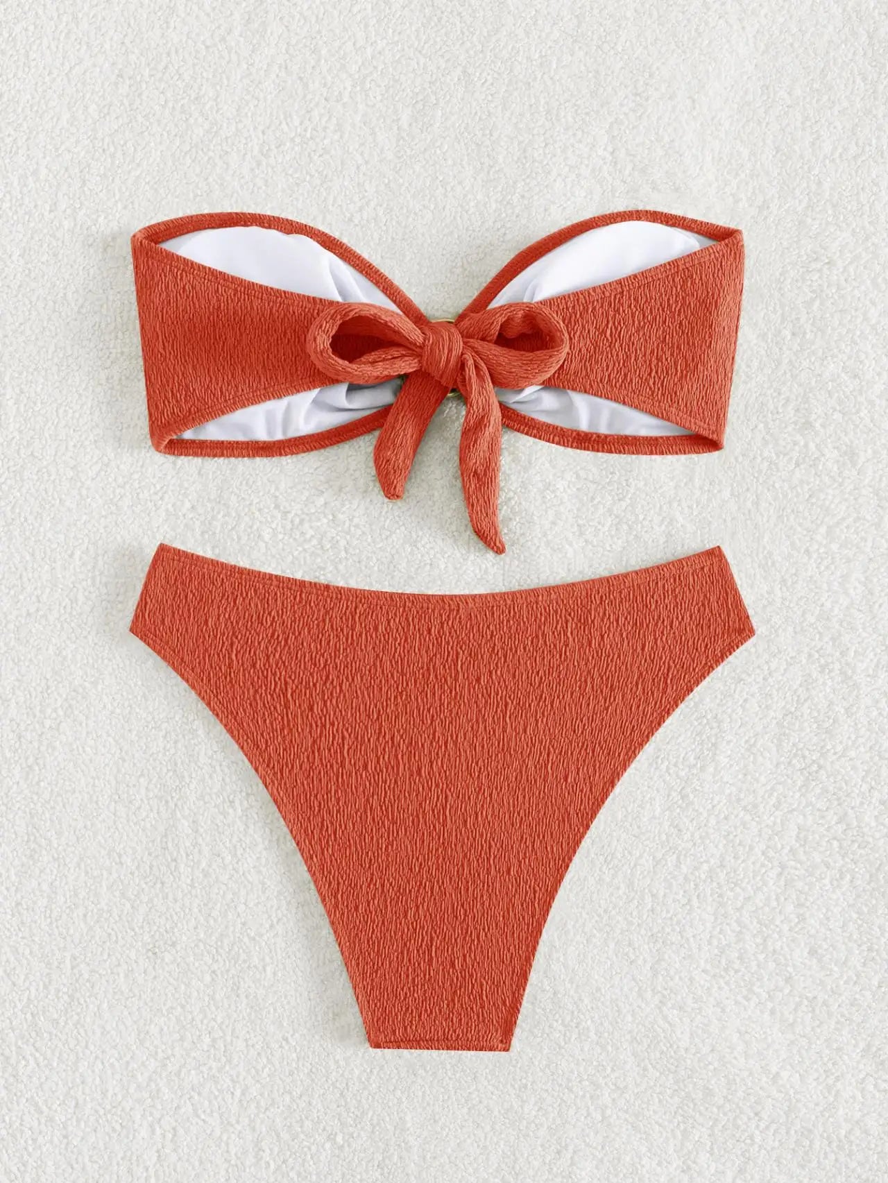 Sexy Bandeau Bikinis Sets Women Metal Ring Linked Push Up Micro Swimsuit 2025 Solid Bathing Suit Thong Swimwear Trajes De Baño