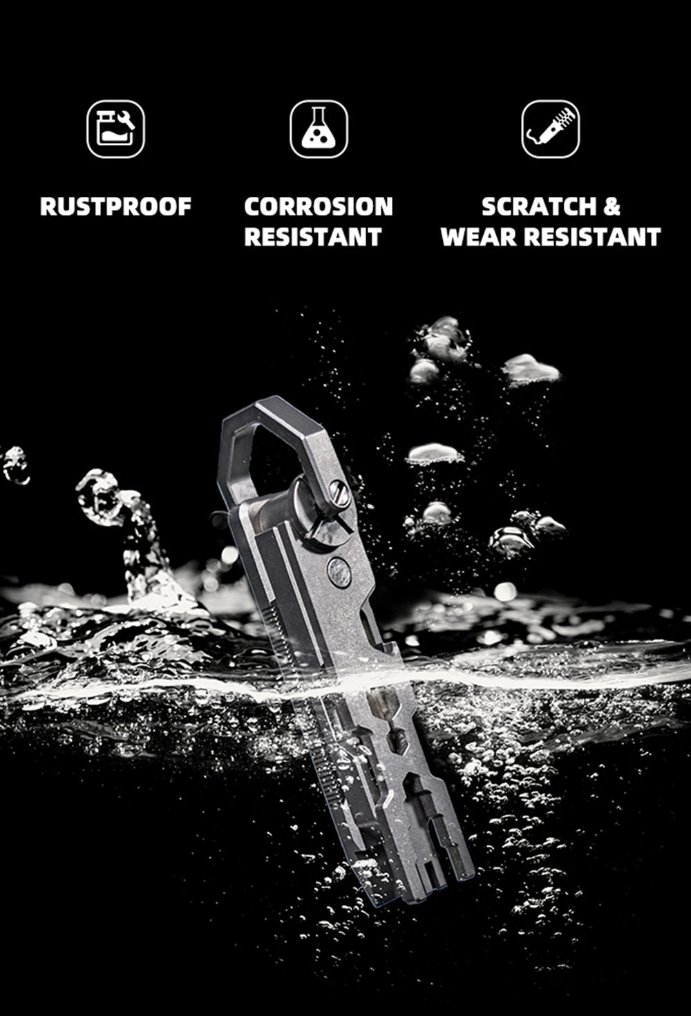 EDC TItanium Alloy with Titanium Key Ring Pry Bar Screwdriver Bottle Opener Handle Multi-tool profession Portable Outdoor Tools