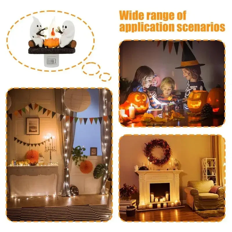 Halloween Decoration 2024 New GHOSTS ROASTING CAMPFIRES MORES Chost Design Lamp Halloween Home Decorations