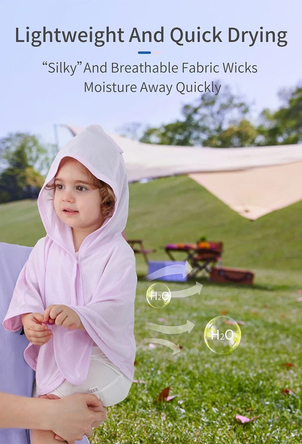 Summer Cloak Sun Protection Hooded Cloaks Ice Shreds Solid color Kids Dacron Clothes for Boy Girl Breathable Quick drying Coat