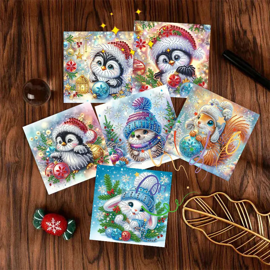 6-piece Diamond Painting Christmas Card Set - Christmas Gift, perfect for sending warm wishes to family and friends