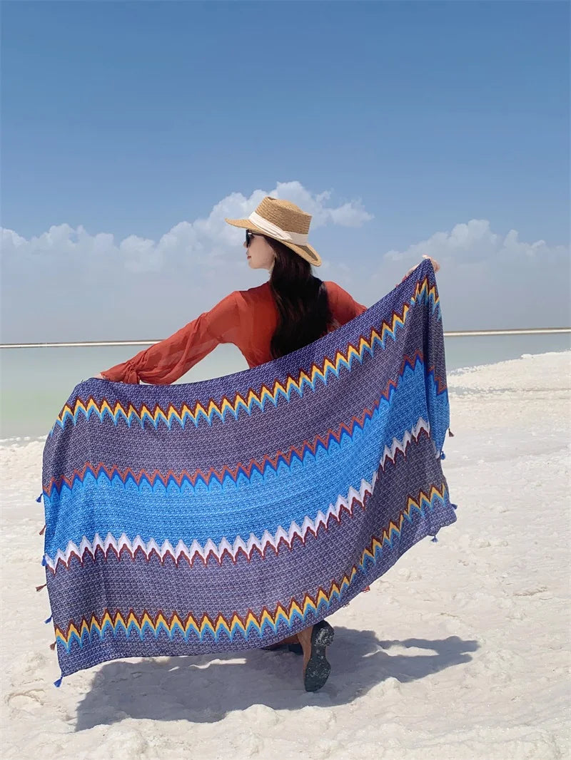 Travel Beach Sunscreen Scarves for Women Bikini Large Sarong Wrap Scarf Brazilian Swimsuit Bathing Cover-ups 17 Styles 90x180cm