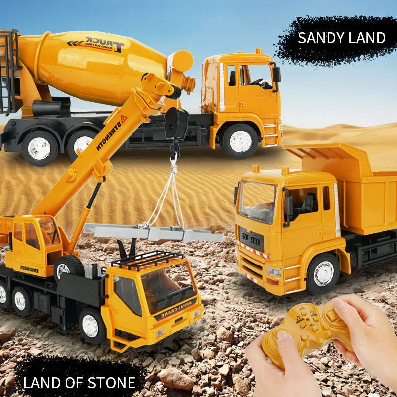 RC Truck 2.4G Remote Control Excavator Engineering Transport Vehicle 1:24 Dump Truck Mixer Heavy Crane Toy Kid Christmas Gift