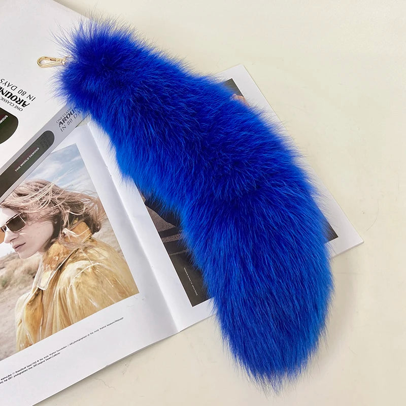 Naturally Fashion Fox Tail Keychain Wolf Tail Fur Tassel Bag Tag Black And Brown Charm Keyring Pom Pom Holder Strap Chain Gifts