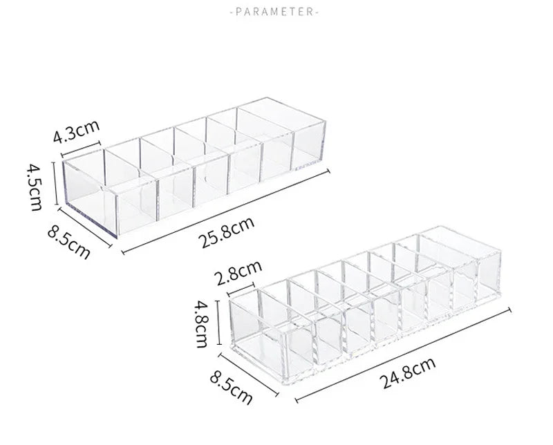 6 Grid Transparent Acrylic Cosmetics Storage Box Makeup Holder Jewelry Make Up Organizer for Home Plastic Desktop Storage Boxes