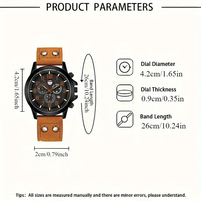 4 Pcs/Set Calendar Fashion Business Casual Quartz Watches for Men's Party or as a perfect gift for men.