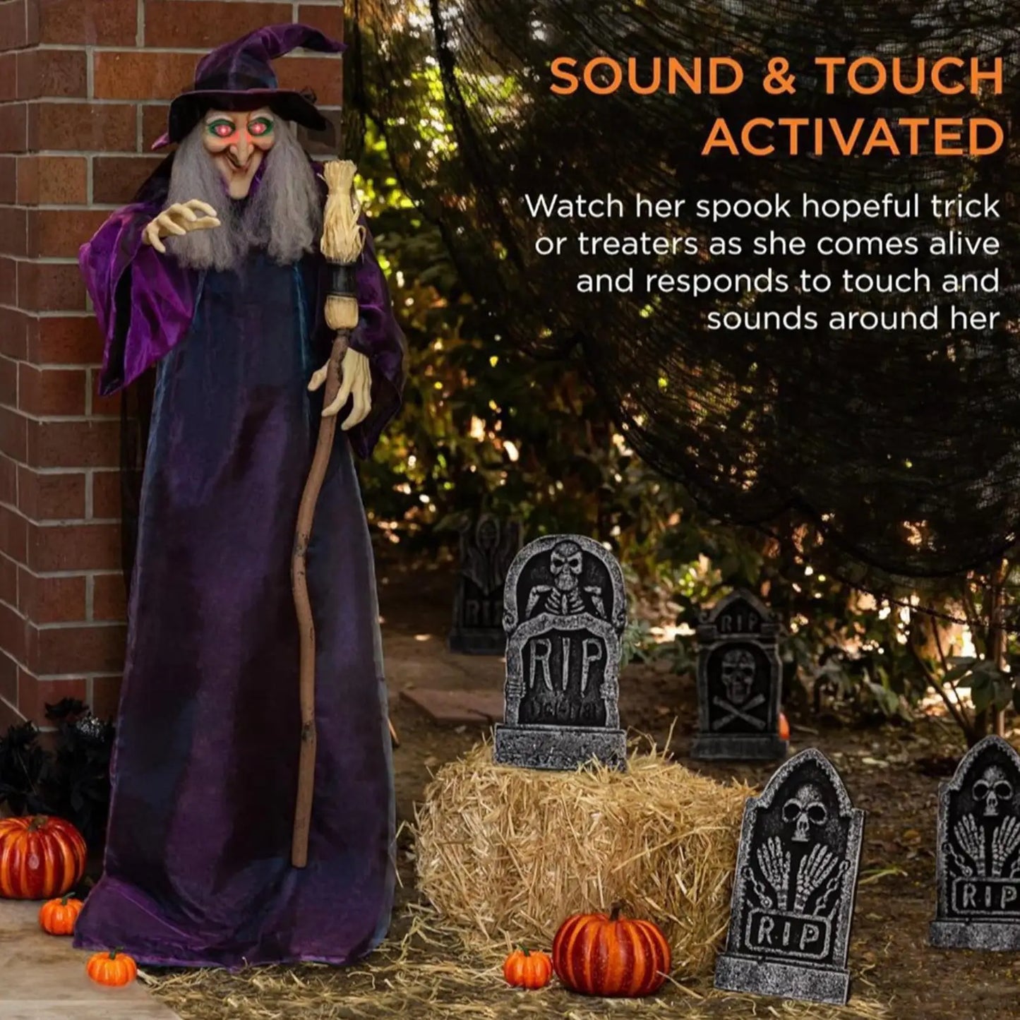 Halloween Colourful Glow Creepy Sound Activated Witch Decorations Halloween light up decoration props for Home Holidays Outdoor