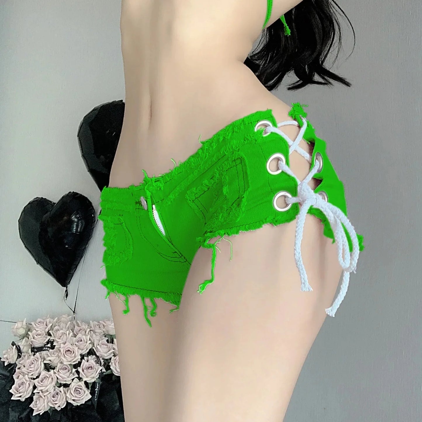 Sexy Low Waist Jeans Shorts Women's European American Style Denim Crossbody Shorts For Nightclubs Summer Fashion Trend