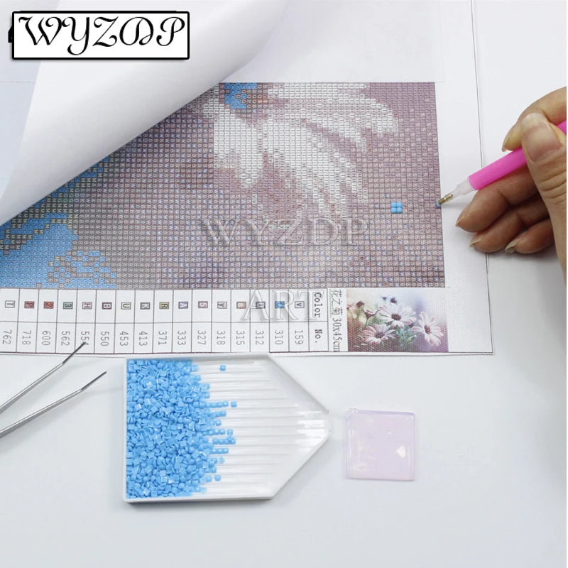 WYZDP 100% Fairy Dust Diamond Painting Christmas tree Diamond embroidery Christmas gift Stitch Diamond Art Full Crystal Decor