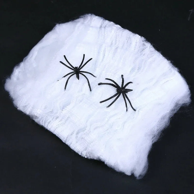 White Spider Web For Halloween Decorations Artificial Stretchy Cobweb For Halloween Scary Party Scene Decor Haunted House Props