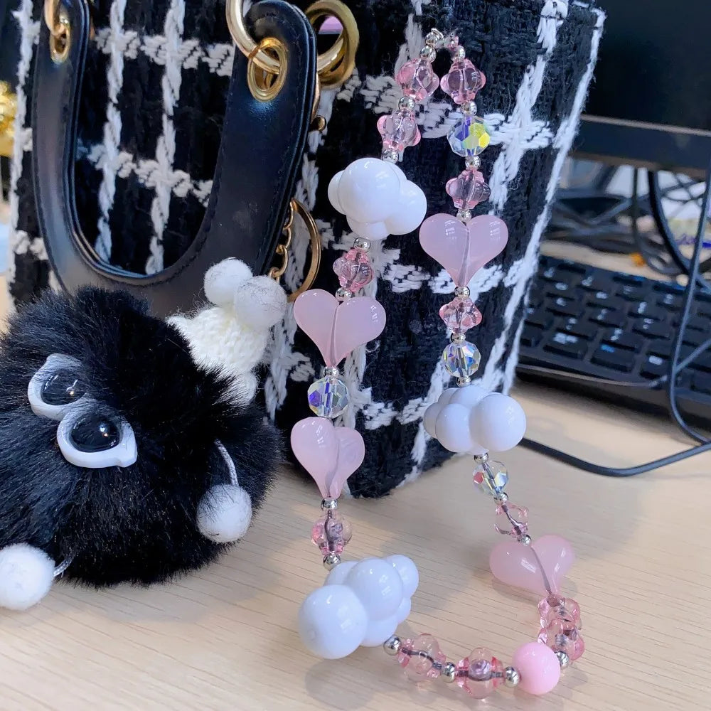 HERLOOK Love Heart Phone Straps Clouds Phone Charm Y2K Accesories String for Cellphone Jewelry