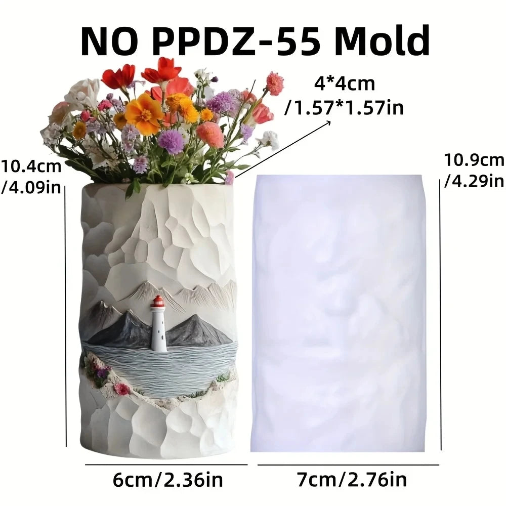 Windmill Town Succulent Plant Pot Silicone Mold  Windmill Town House Relief  Flower Pot Resin Mold Dream house storage box molds