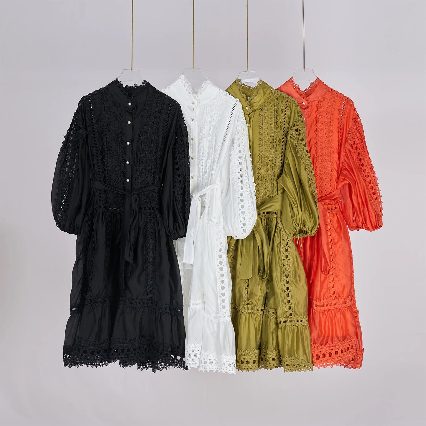 Elegant Embroidery Long Dress 2 Piece Set Women Summer Autumn Hollow Out Crochet Shirts Elastic Waist Long Maxi Skirt Suits