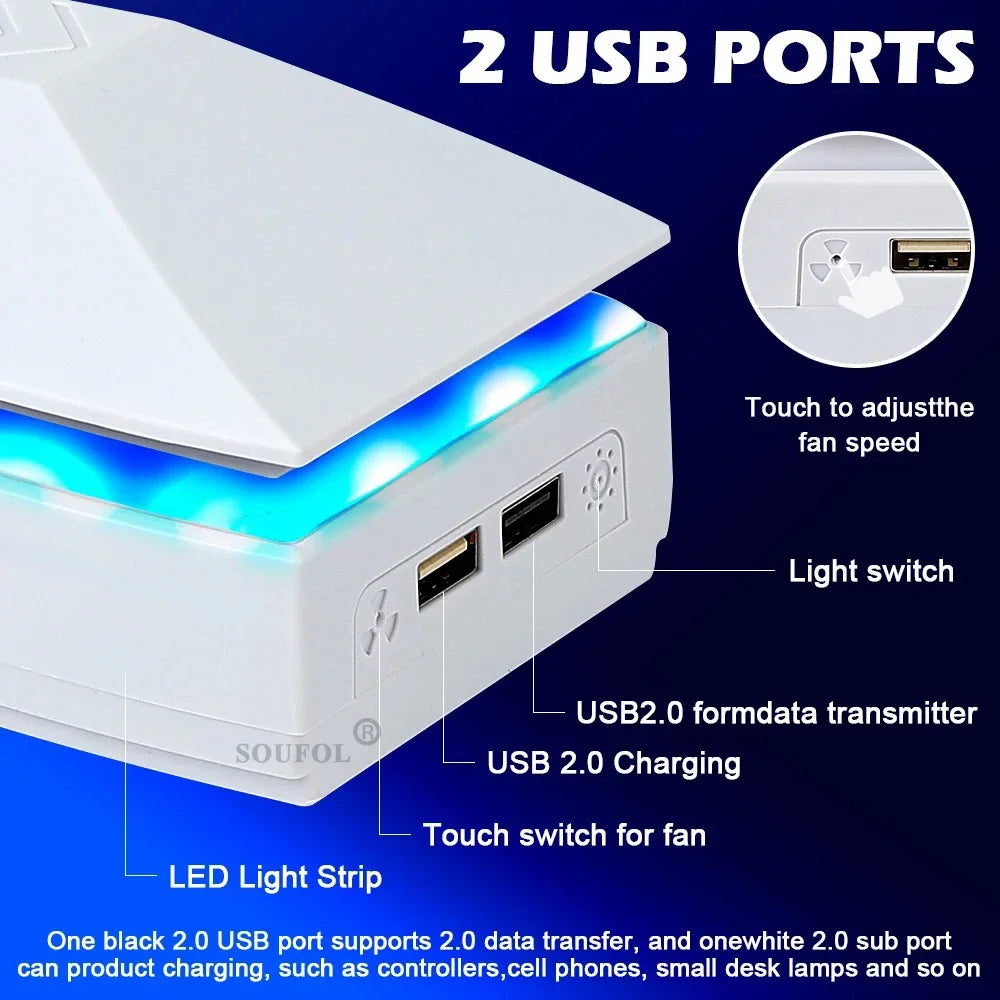 NEW Top Cooling Fan For PS5 pro Dust-proof Upper RGB Game Cooler Stand Heat Dissipation Cooling System for PS5/PS5 Slim/PS5 PRO