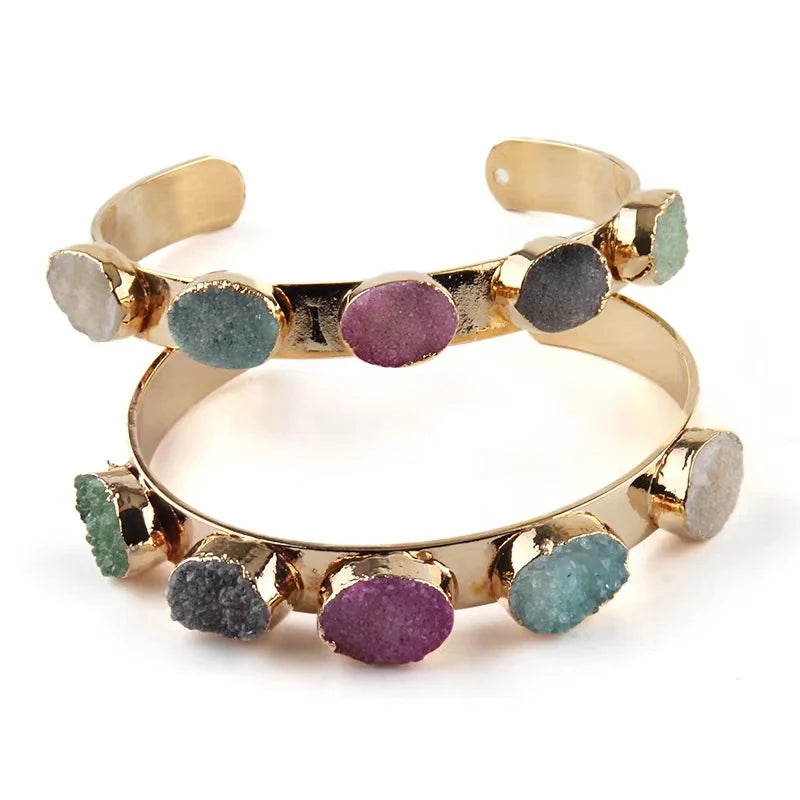 Fashion Beautiful Women Jewelry 5 Color Druzy Charm Bangle For Women Festival Gift