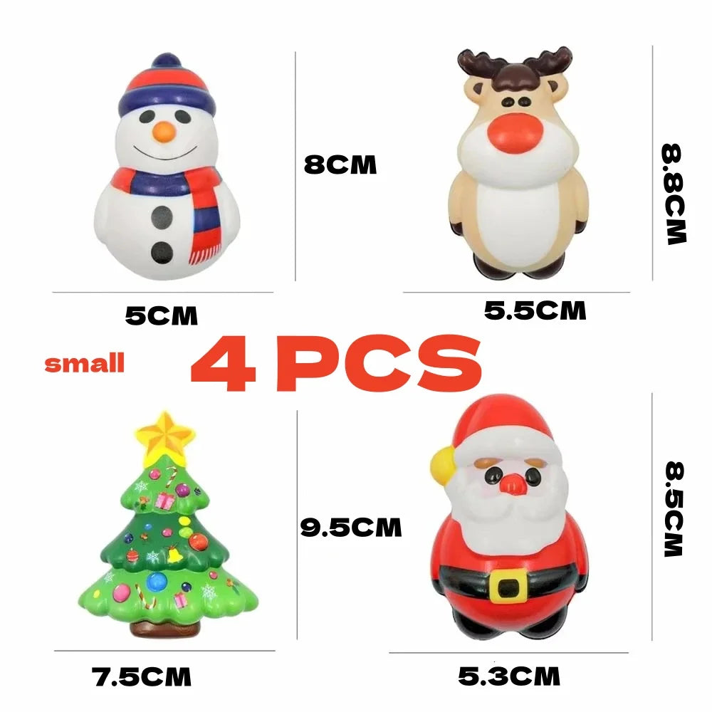 4Pcs PU Squishy Anti Stress Reliever Toy Doll Santa Claus Reindeer Christmas Gift Slow Rebound Antistress Squeeze Toy