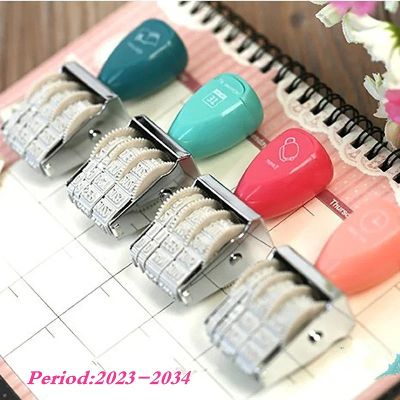 Fromthenon Cute Date Stamp Planner Stamps Bussiness Rubber Stamp with Adjustable Date Diary School Supplies Office Stationery