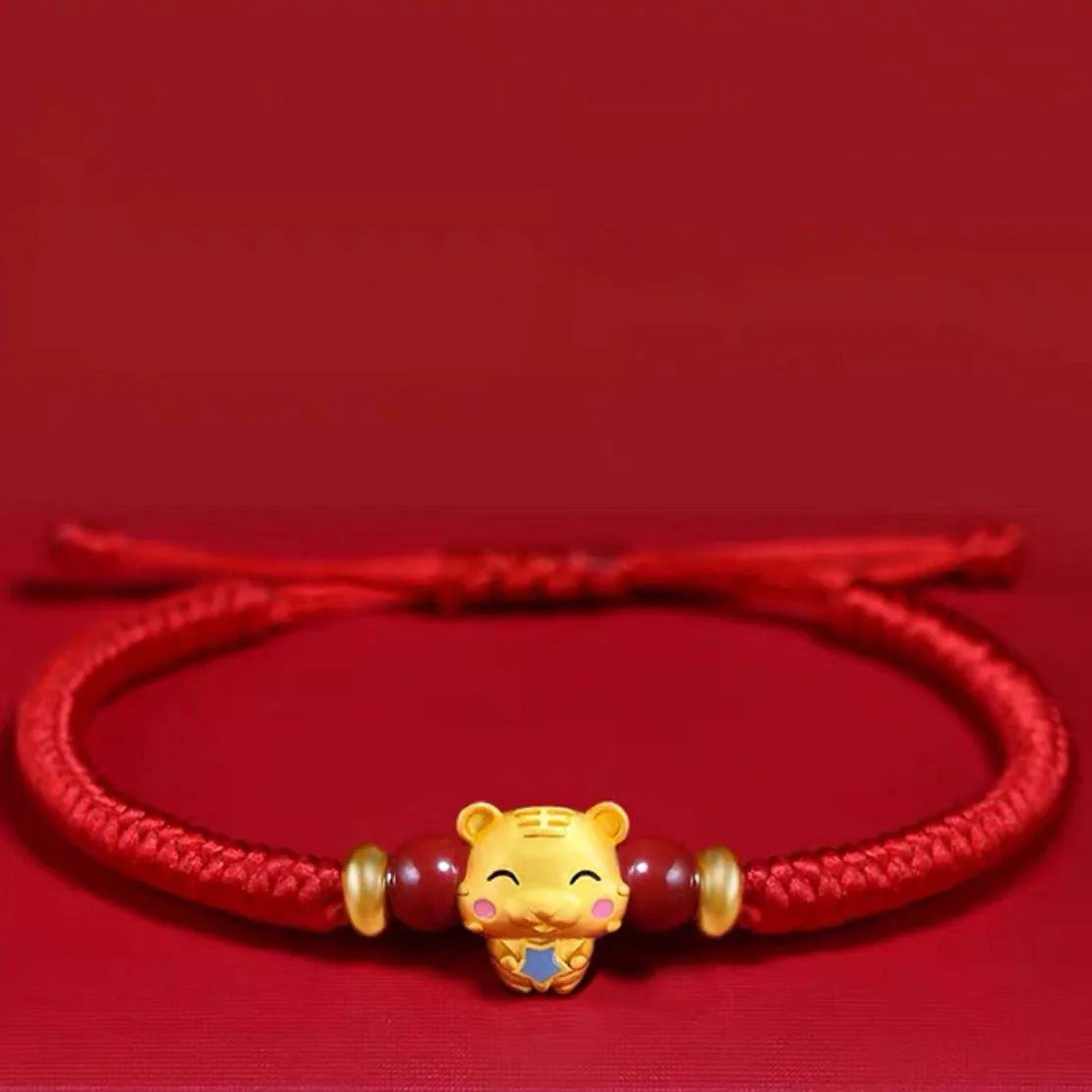 Lucky 12 Constellation Zodiac Sign Braided Animal Bracelet Men Women Red Rope Gold Color Beads Bracelet Bangle Gift Jewelry