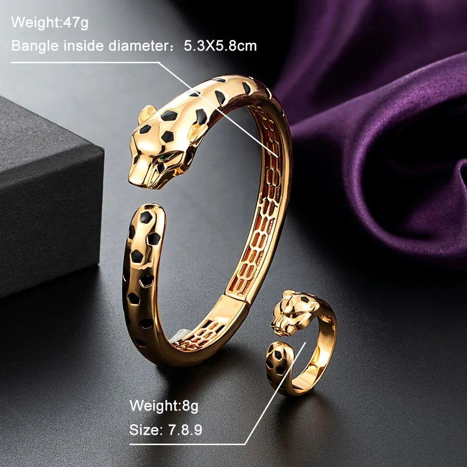 Zlxgirl Green Eye Jet leopard pendant with Earrings Jewelry Set AAA micro pave cubic zircon copper necklace sets fashion jewelry