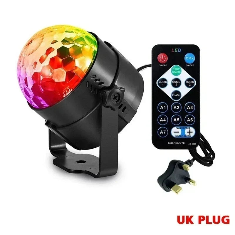 LED Stage Disco Light Rotating DJ Ball Strobe Remote Sound Control Magic Dance Car RGB Christmas Gift Party Club Laser Show Lamp