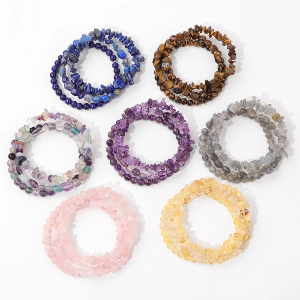Natural Labradorite Bracelets Set For Women Men 3Pcs Gray Moonstone Bracelets Handmade Energy Stone Bangles For Female Jewelry