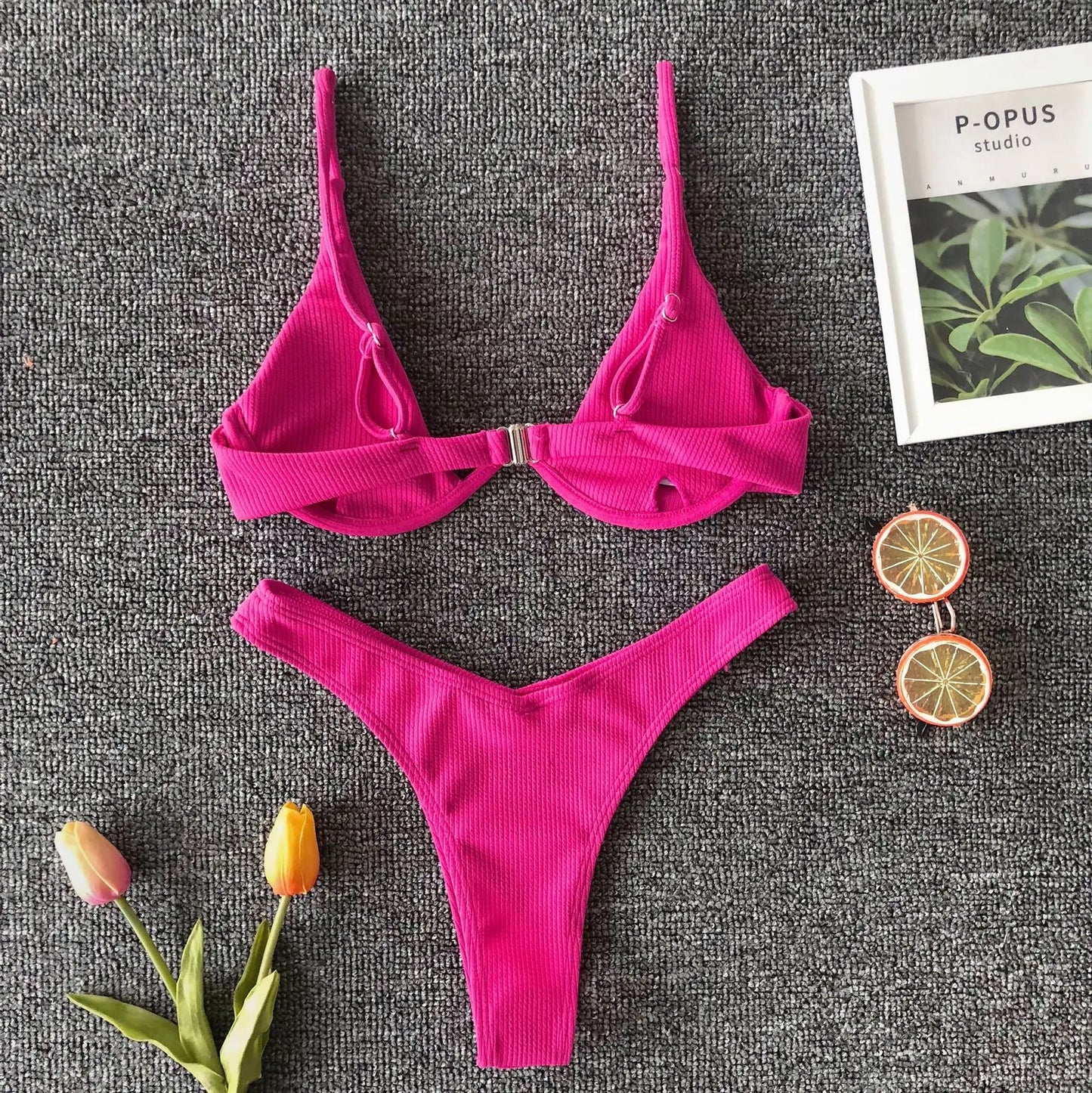 Neon Green Sexy Underwire Bikini Set 2024 Women Solid Leopard Push Up Micro Swimsuit Summer Bathing Suit Thong Swimwear Biquini