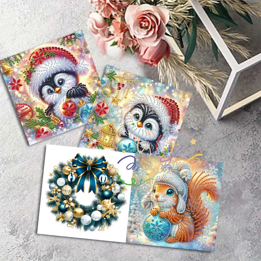 6-piece Diamond Painting Christmas Card Set - Christmas Gift, perfect for sending warm wishes to family and friends