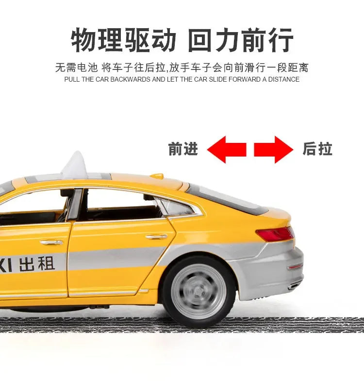 1:32 Volkswagen CC Taxi Car Model Alloy Car Die Cast Toy Car Model Sound Light Children's Toy Collectibles Christmas gift ﻿A563
