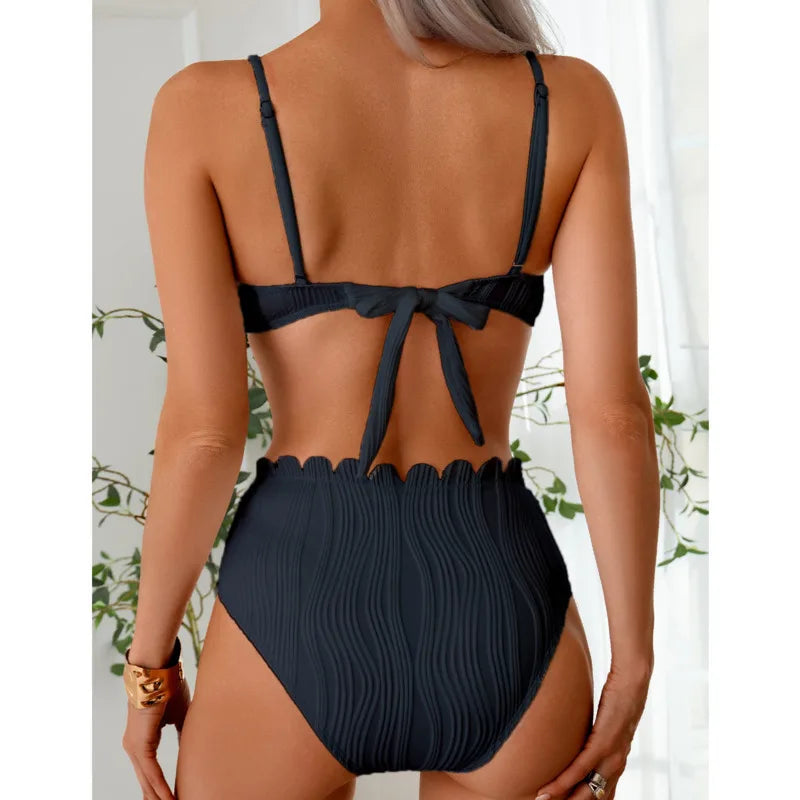 New Sexy Bikinis Black Swimsuits Women's Swimwear Push Up Female Beach Swim Wear Bathing Suits High Waist Bikini Set Pool Bather