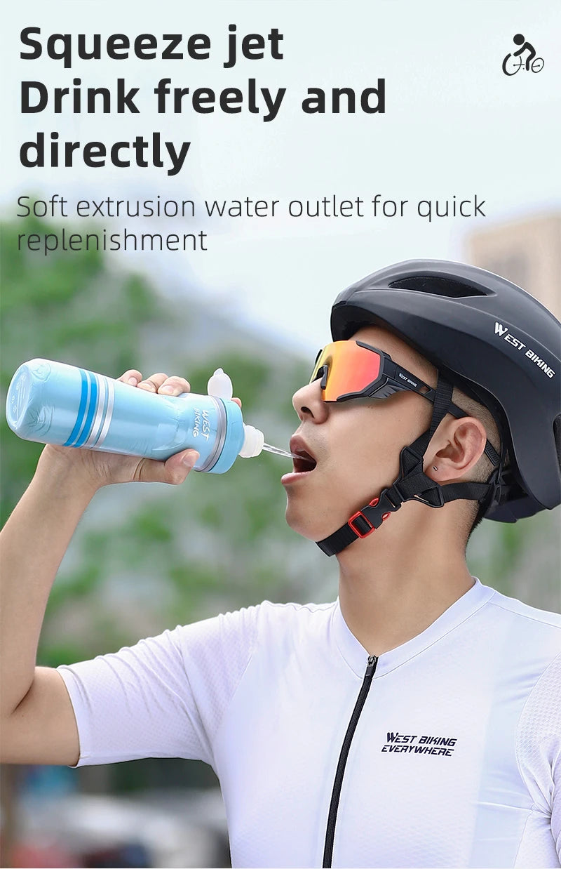 WEST BIKING 620ML Bicycle Bottle MTB Road Bike Water Bottle Outdoor Sports Plastic Drink Cycling Cold Insulation Water Bottle